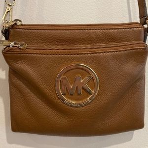 CLEARANCE !!! Michael Kors Fulton Bag Mini Crossbody Brown/Gold